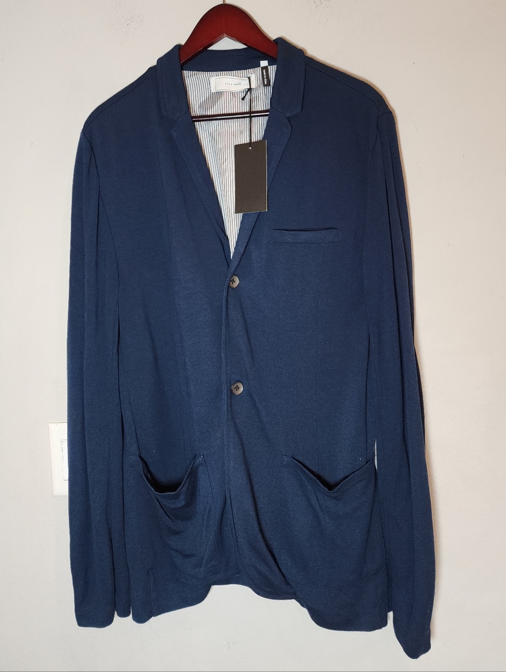 NWT Five Four Rayon Blend Floyd Navy Blue Blazer Jacket Sportscoat Size Large